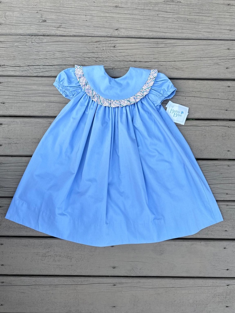 Bailey Boys Blue Girls' Smocked Collar Dress
